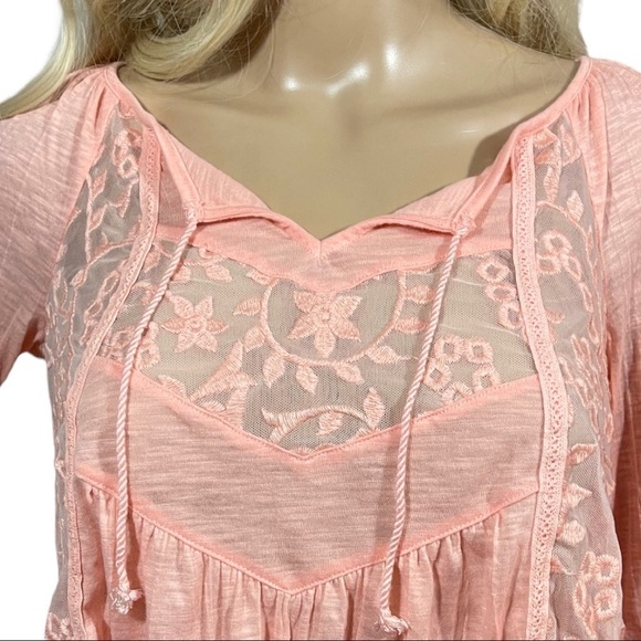 American Eagle peach BoHo peasant top - Picture 2 of 12
